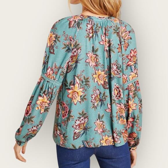 Farm Rio x Anthropologie | Palola Floral Peasant Blouse | Multi Green | Medium - Picture 3 of 15